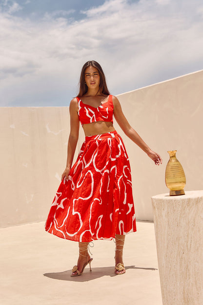 Dien Wrap Skirt - Evoke Red
