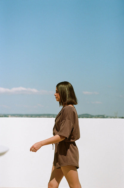 SAMPLE-Juniper Playsuit - Chocolate