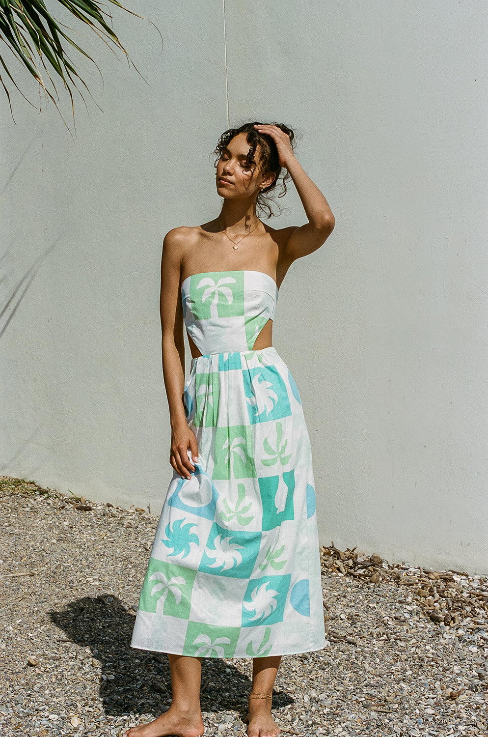 SAMPLE-Talullah Midi Dress - Palm Tile Breeze