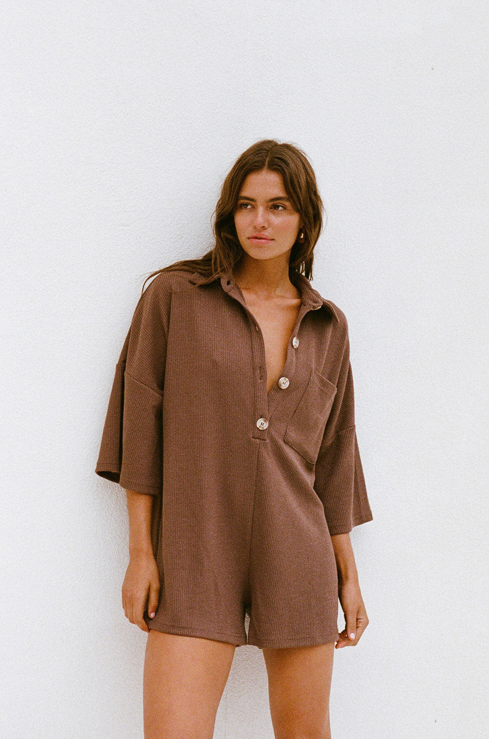 SAMPLE-Milena Playsuit - Chocolate