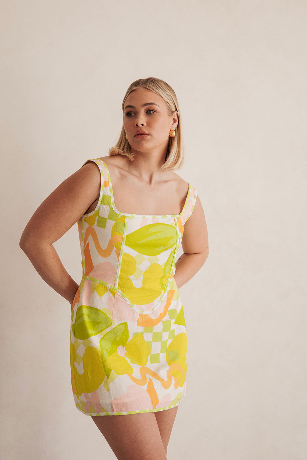 SAMPLE-Tyler Dress - Checker Floral