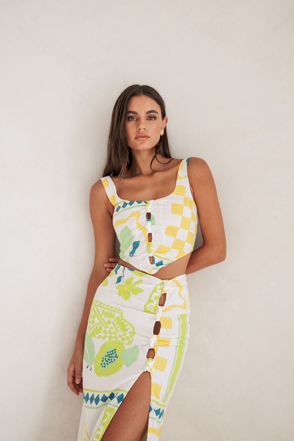 SAMPLE-Pluto Midi Skirt - Prego Verde