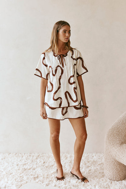 Rayne Top - Marbled Mocha