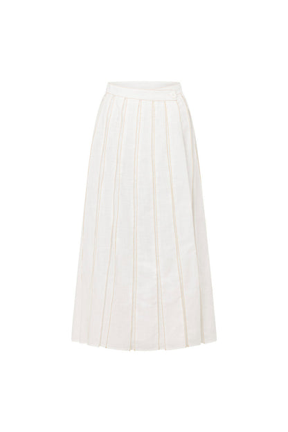 SAMPLE-Dien Wrap Skirt - White