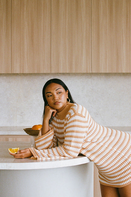 SAMPLE-Morela Knit Dress - Honey Stripe