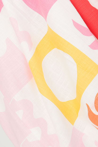 SAMPLE-Zoi Babydoll Dress - Palm Tile Fuego