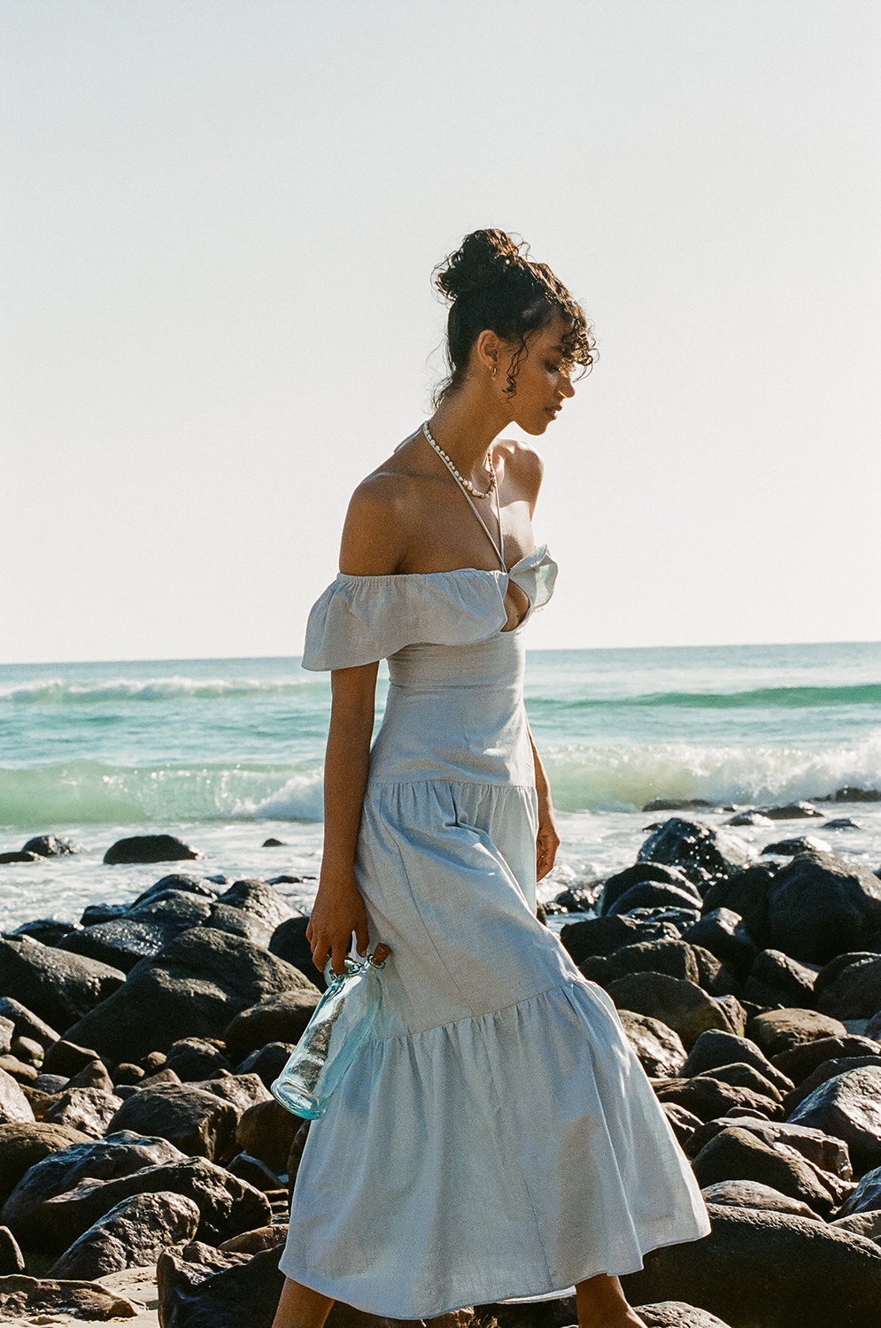 SAMPLE-Adorne Midi Dress - Blue