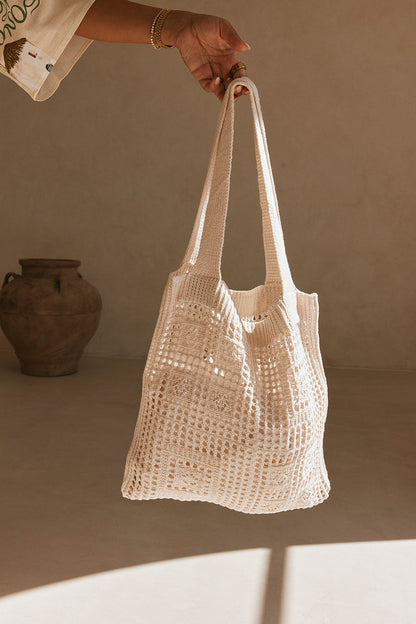 Sia Crochet Tote - White