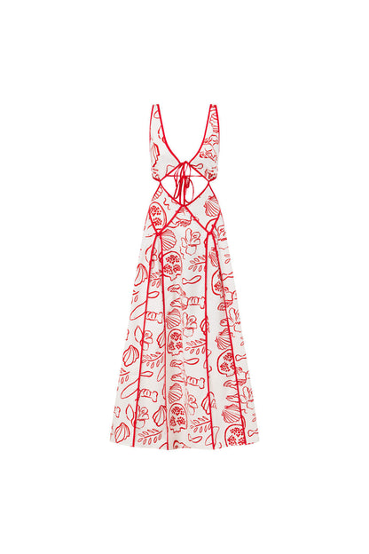 SAMPLE-Eliska Dress - Shoreline Red