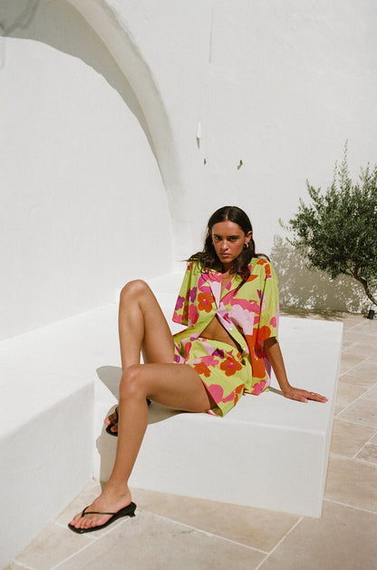 SAMPLE-Thessy Top - Lime Floral