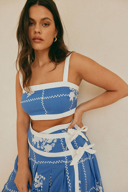 SAMPLE-Estelle Top - Check Flowers