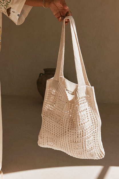 Sia Crochet Tote - White