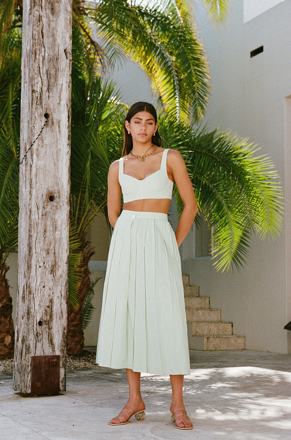 SAMPLE-Dien Wrap Skirt - Green