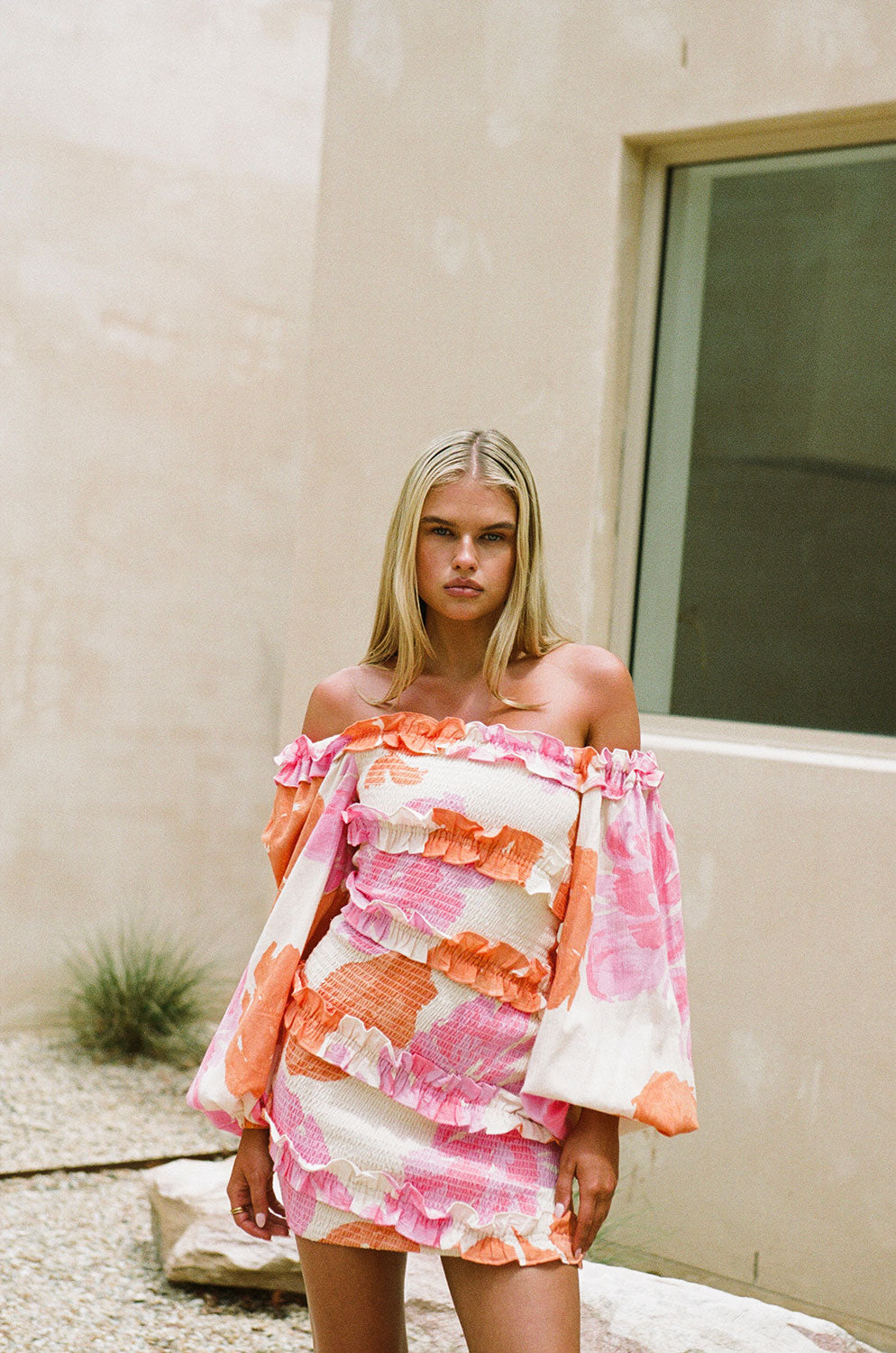 SAMPLE-Sirromet Shirred Dress - Solstice Pink