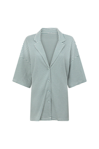 SAMPLE-Mallory Top - Teal Stripe