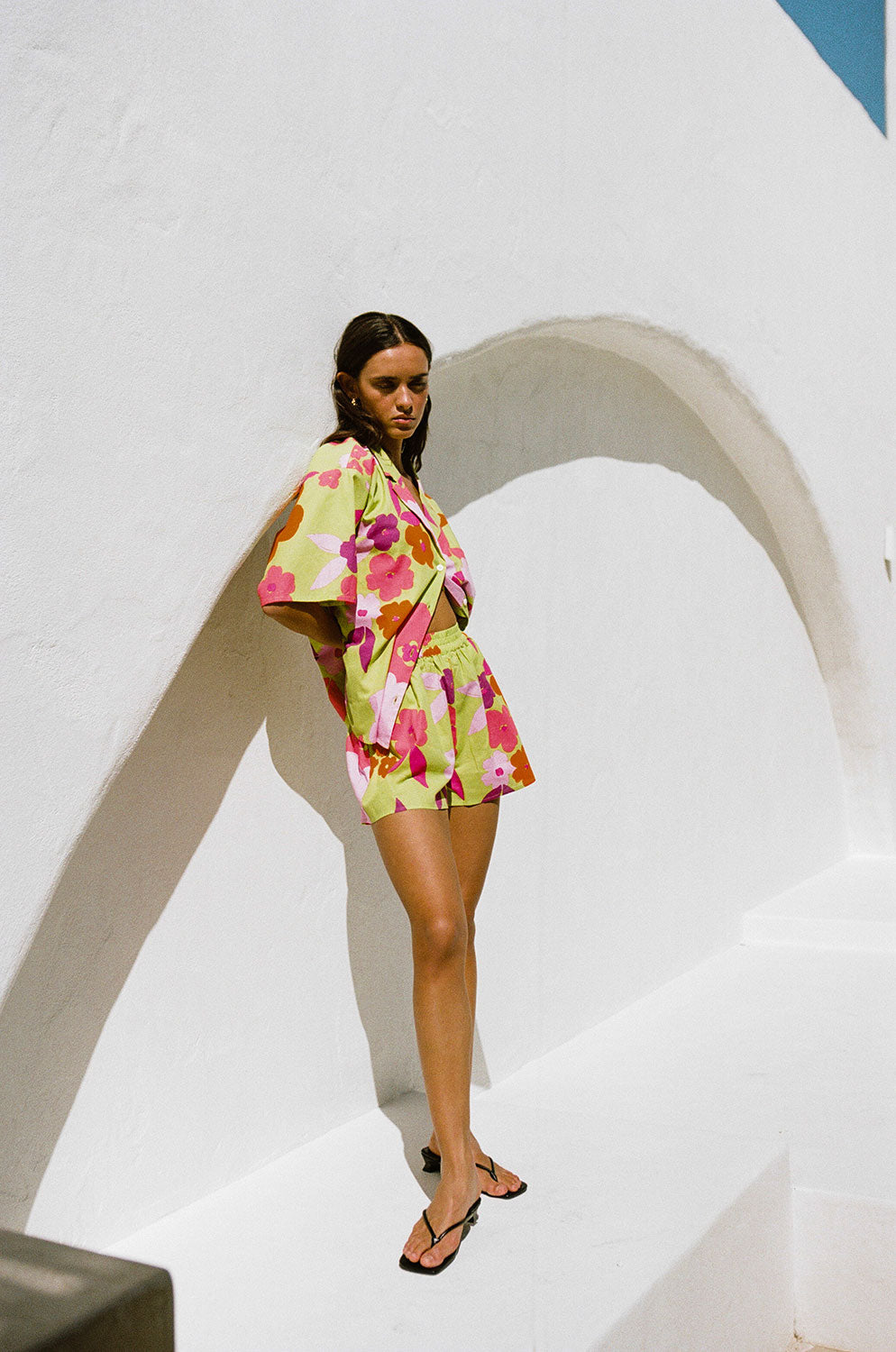 SAMPLE-Thessy Top - Lime Floral