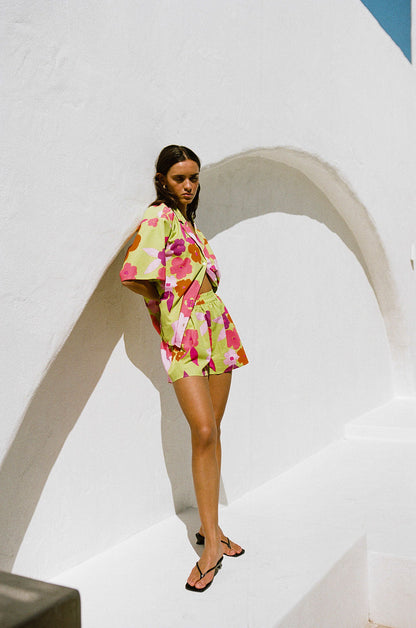 SAMPLE-Thessy Top - Lime Floral