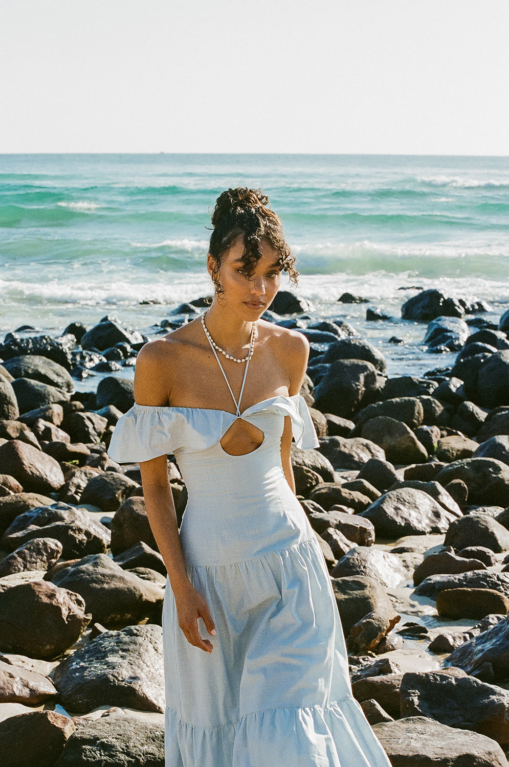 SAMPLE-Adorne Midi Dress - Blue