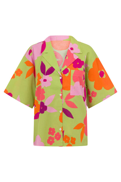 SAMPLE-Thessy Top - Lime Floral