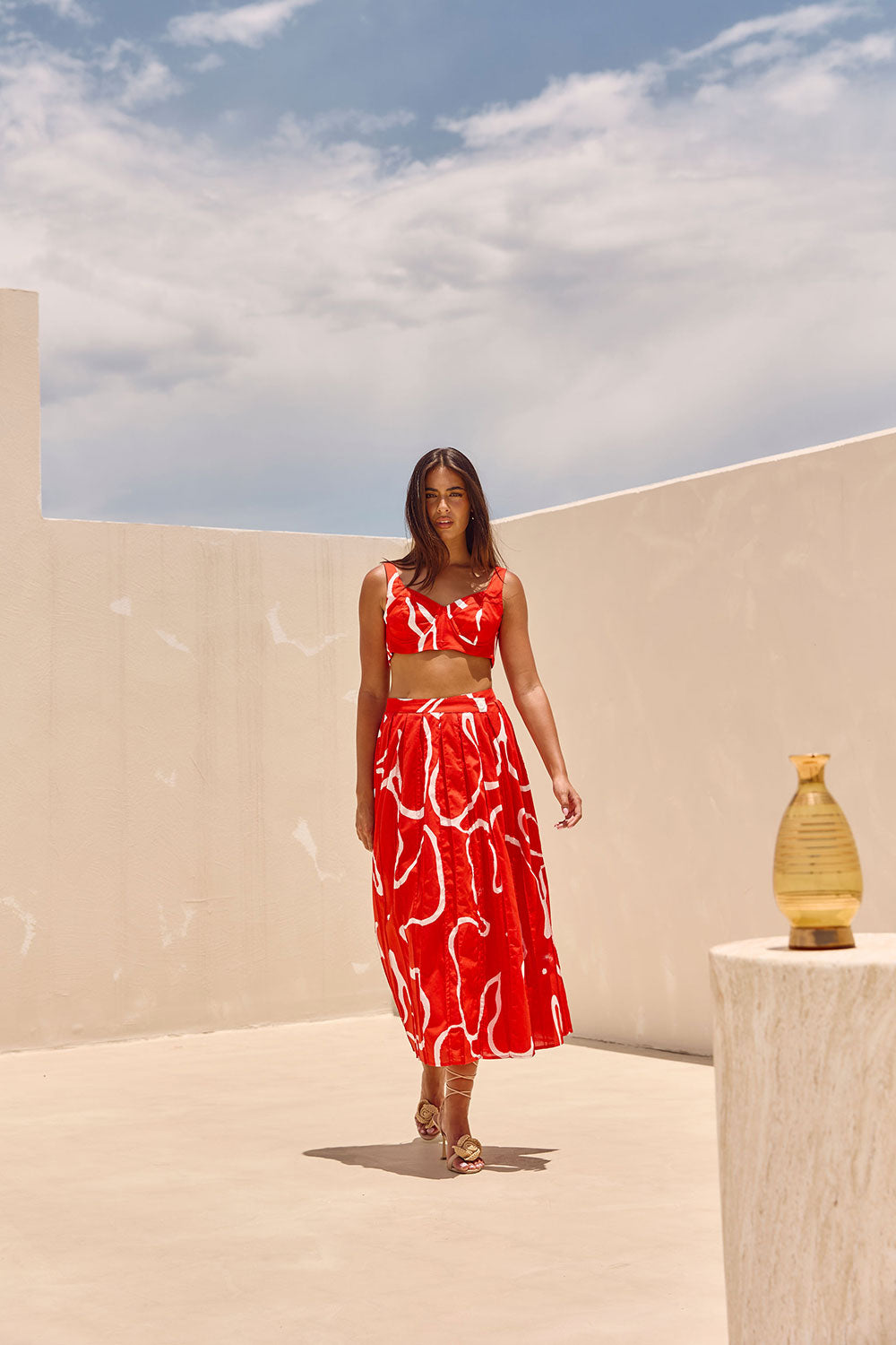 SAMPLE-Dien Wrap Skirt - Evoke Red