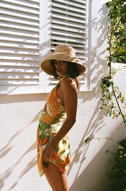 SAMPLE-Amina Halter Dress - Floral Sunset