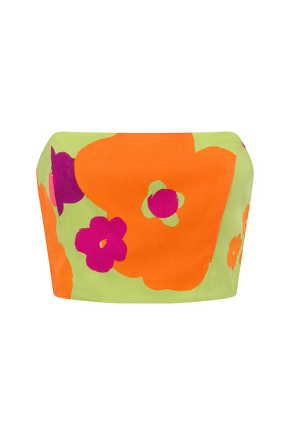 SAMPLE-Drea Top - Lime Floral