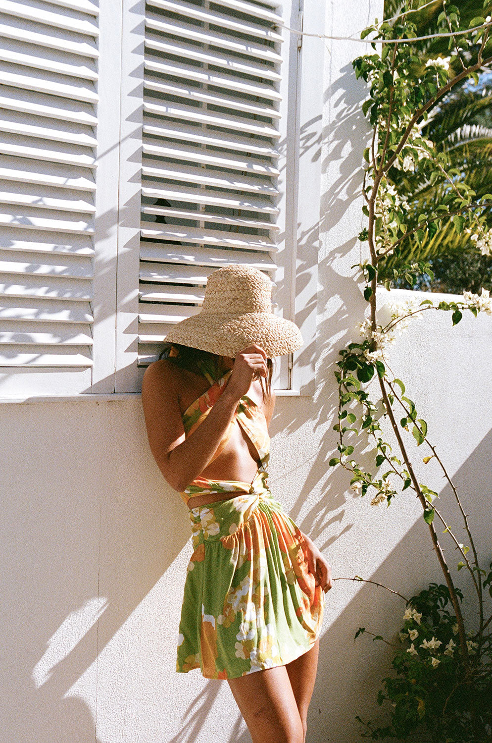 SAMPLE-Amina Halter Dress - Floral Sunset