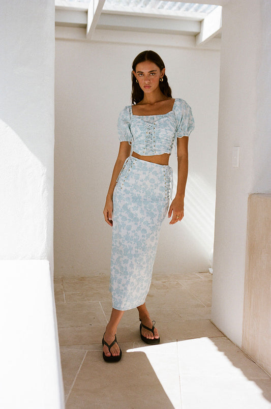 SAMPLE-Didi Lace Up Skirt - Story Book Rose