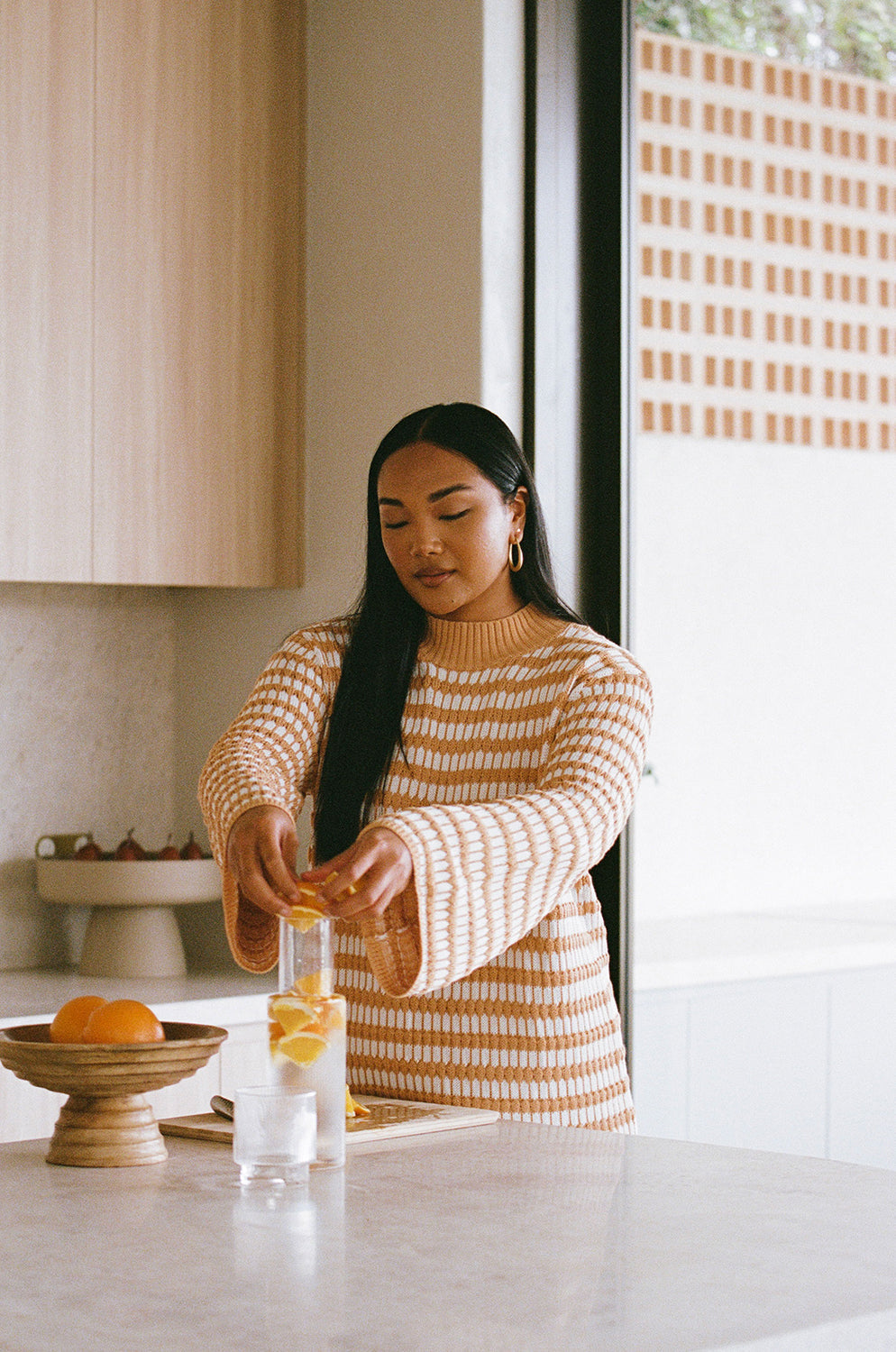 SAMPLE-Morela Knit Dress - Honey Stripe